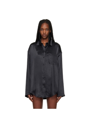 SKIMS Black Lightweight Satin Oversized Shirt
