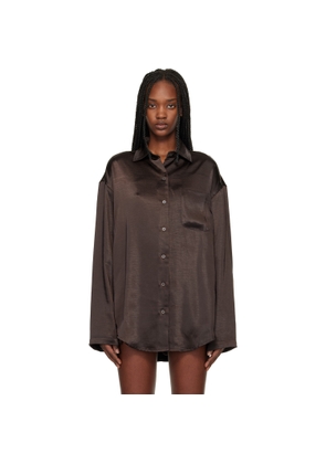 SKIMS Brown Lightweight Satin Oversized Shirt