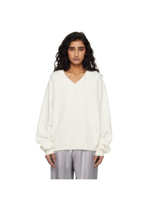 SKIMS White 'Sweater Knits' Pullover V-Neck Sweater