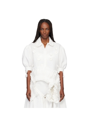 Róisín PIERCE White Iced Crochet And Ivory Pintuck Shirt