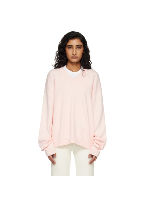 SKIMS Pink 'Sweater Knits' Pullover V Neck Sweater