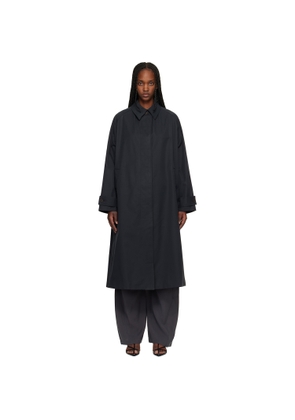 Studio Nicholson Navy Holin Technical Cotton Trench Coat