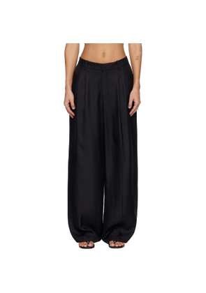 LISA YANG Black Silk Tailored Wide Leg Trousers