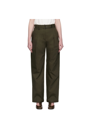 Burberry Green Gabardine Belted Trousers