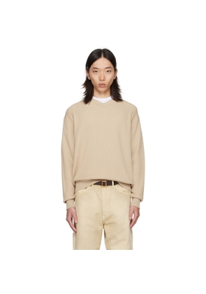 vowels Beige V-Neck Sweater