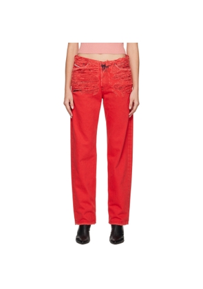 Diesel Red Destroyed Jeans
