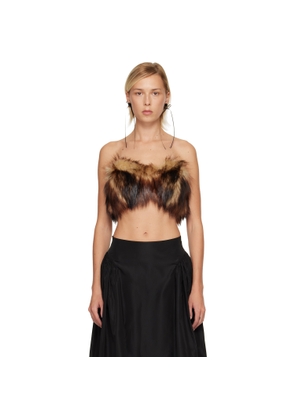 Simone Rocha Brown Faux Fur Bandeau Top