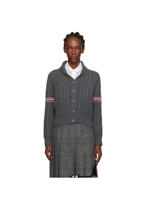 Thom Browne Gray Baby Cable Stitch Shawl Collar Cardigan