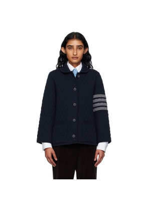 Thom Browne Navy Quilted Knit Merino Wool 4-Bar Work Jacket