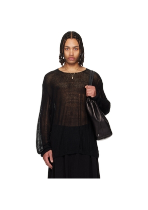 YOHJI YAMAMOTO Black Round Neck Pullover Sweater