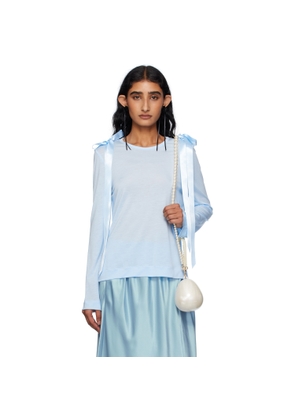Simone Rocha SSENSE Exclusive Blue Bow Ribbon Tail Long Sleeve T-shirt