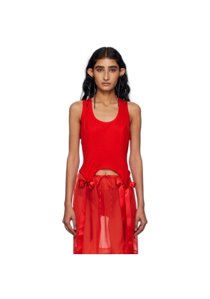 Simone Rocha Red Bow Tail Easy Tank Top