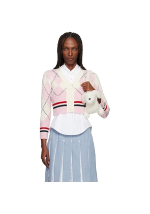 Thom Browne Pink Argyle Merino Shrunken Cardigan