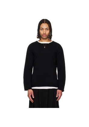 YOHJI YAMAMOTO Black Cotton Cashmere Round Neck PO Knit Sweater