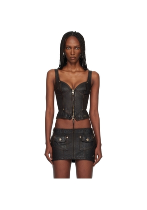 Miss Sixty Black KNWLS Edition Leather Tank Top