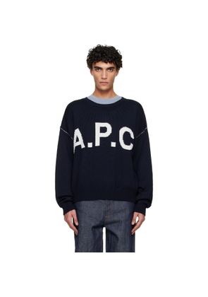 A.P.C. Navy Logo 'A.P.C.' Sweater