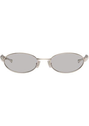 Bottega Veneta Silver Sardine Oval Sunglasses
