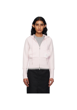 Thom Browne Pink Solid Loopback 4-Bar Zip Hoodie