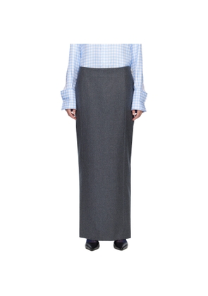 Thom Browne Gray Solid Wool Flannel Pencil Maxi Skirt