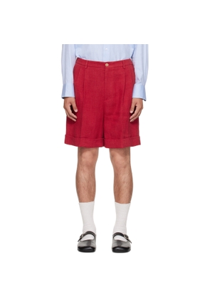 Valentino Red Linen Bermuda Shorts