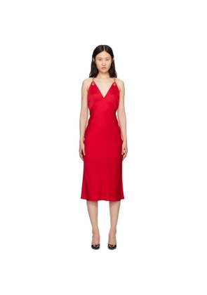Moschino Red Chains & Hearts Midi Dress