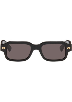 Bottega Veneta Black Intrecciato Rectangular Sunglasses