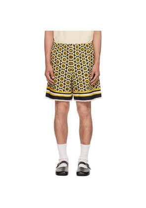 Valentino Black & Yellow Bulles Royales Print Shorts