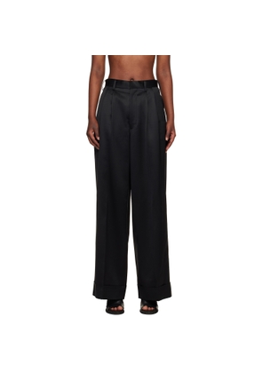Junya Watanabe Black Wool Viscose Grosgrain Trousers