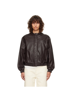 Loulou de Saison Brown Marlow Leather Bomber Jacket