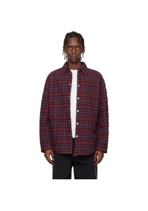 Off-White Burgundy Spray Arrow Check Padded Overshirt