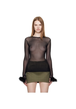 Mugler Black Marabou Mesh T-shirt