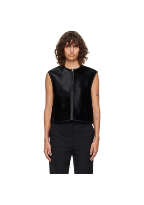 Loulou de Saison Black Ampas Pony-Effect Leather Vest
