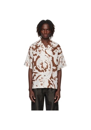 COMMAS Gray & Brown Paisley Linen Camp Collar Shirt