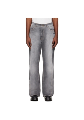 Off-White Gray Slanted Seam Relax Jeans