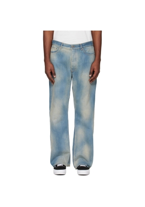 Off-White Blue Diagonal Raw Patch 90s Skate Jeans