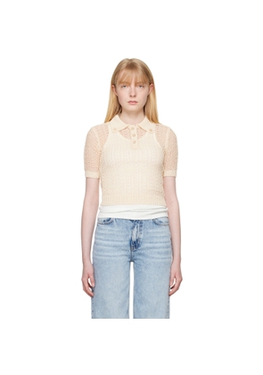 RECTO Beige Net Crop Polo