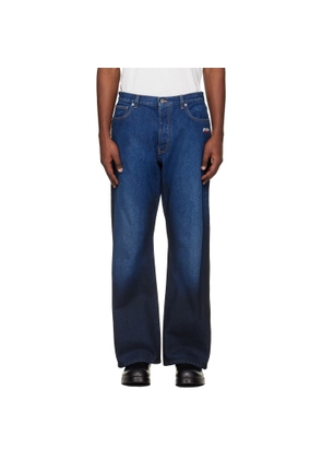 Off-White Navy Spray Diagonal Relax Jeans