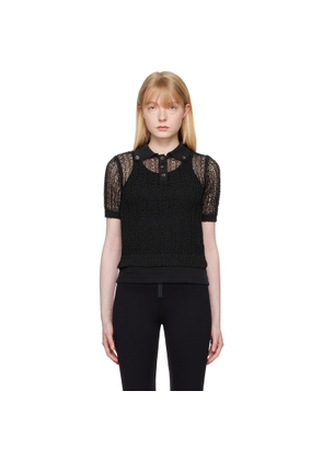 RECTO Black Net Crop Polo