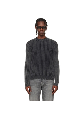 Off-White Gray Ink Arrow Rib Knit Crewneck Sweater