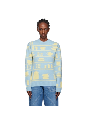 JW Anderson Blue & Yellow Crockery Jacquard Sweater