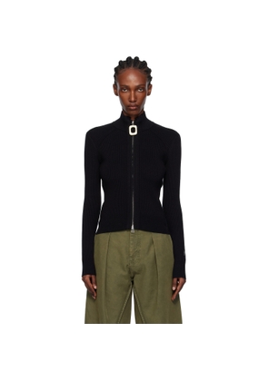 JW Anderson Black Fitted Zip Up Sweater