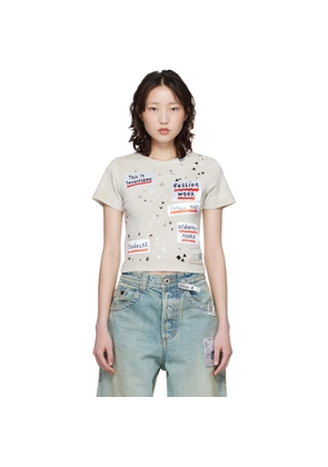 Maison MIHARA YASUHIRO Taupe Embellished Sticker Mini T-shirt