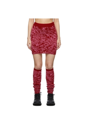 Serapis Red & Pink Jacquard Knitted Skirt