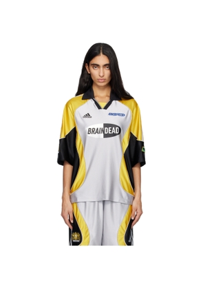 adidas Originals Silver & Yellow Brain Dead Edition Jersey T-shirt
