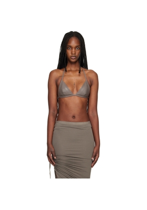Rick Owens Gray Temple Waxy Lamb Leather Bra