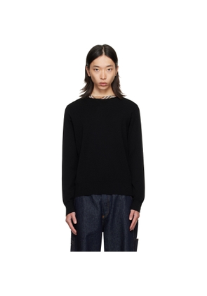 Burberry Black Check Trim Wool Sweater