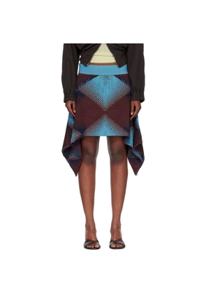 Kiko Kostadinov Brown & Blue Ikat Argyle Jacquard Miniskirt