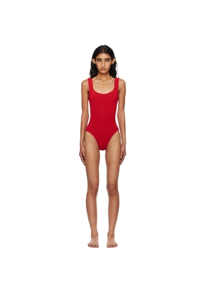 Hunza G Red Square Neck Swimsuit