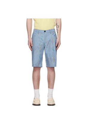 Viktor&Rolf Mister Mister Blue Floral Denim Shorts