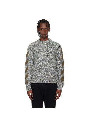 Off-White Gray & Khaki Diagonal Arrow Mouliné Knit Crewneck Sweater